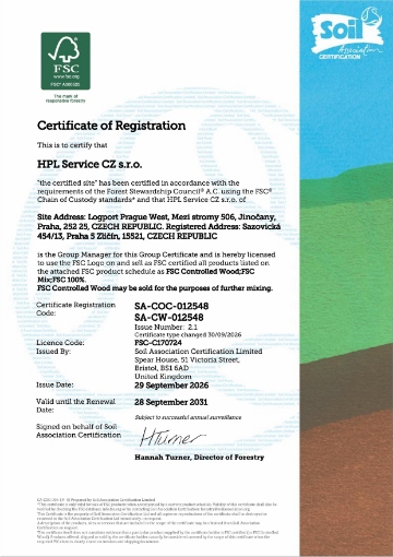 Obrázek FSC Certificate of Registration